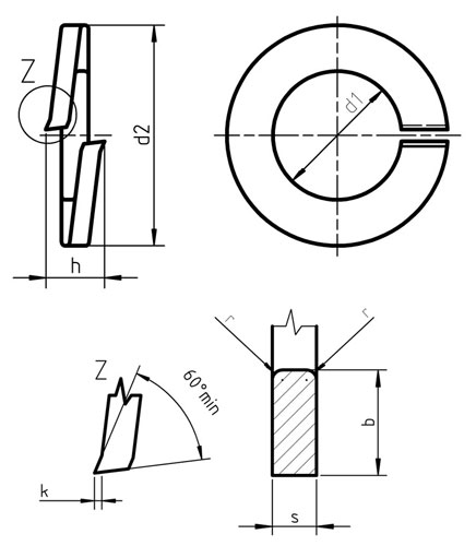 DIN 127 A Spring lock washers Type A DIN 127 A Spring lock washers Type A